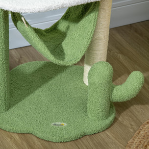 Árbol Rascador para Gatos con Forma de Cactus Altura 90 cm Torre para Gatos con Hamaca Plataforma Postes de Sisal y Bola Divertida 45x45x90 cm Verde