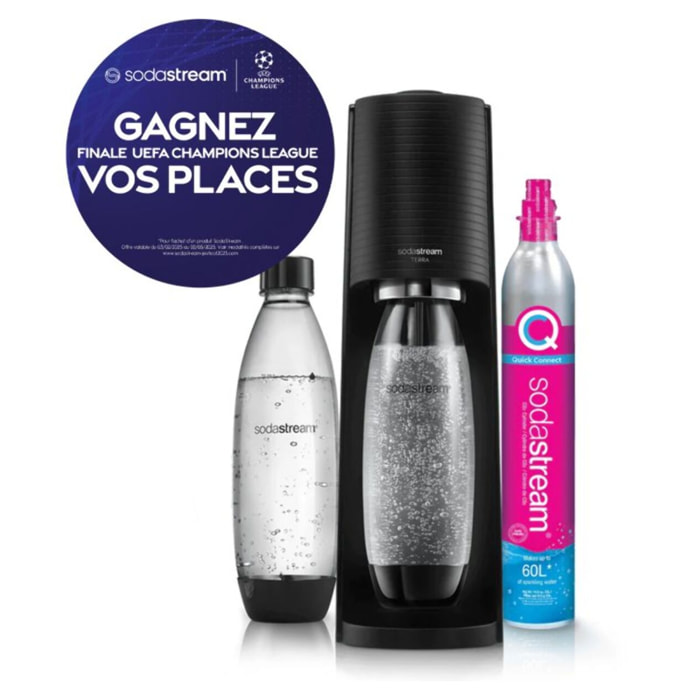 Machine à soda SODASTREAM Terra Noire pack 2 bouteilles + 1 recharge