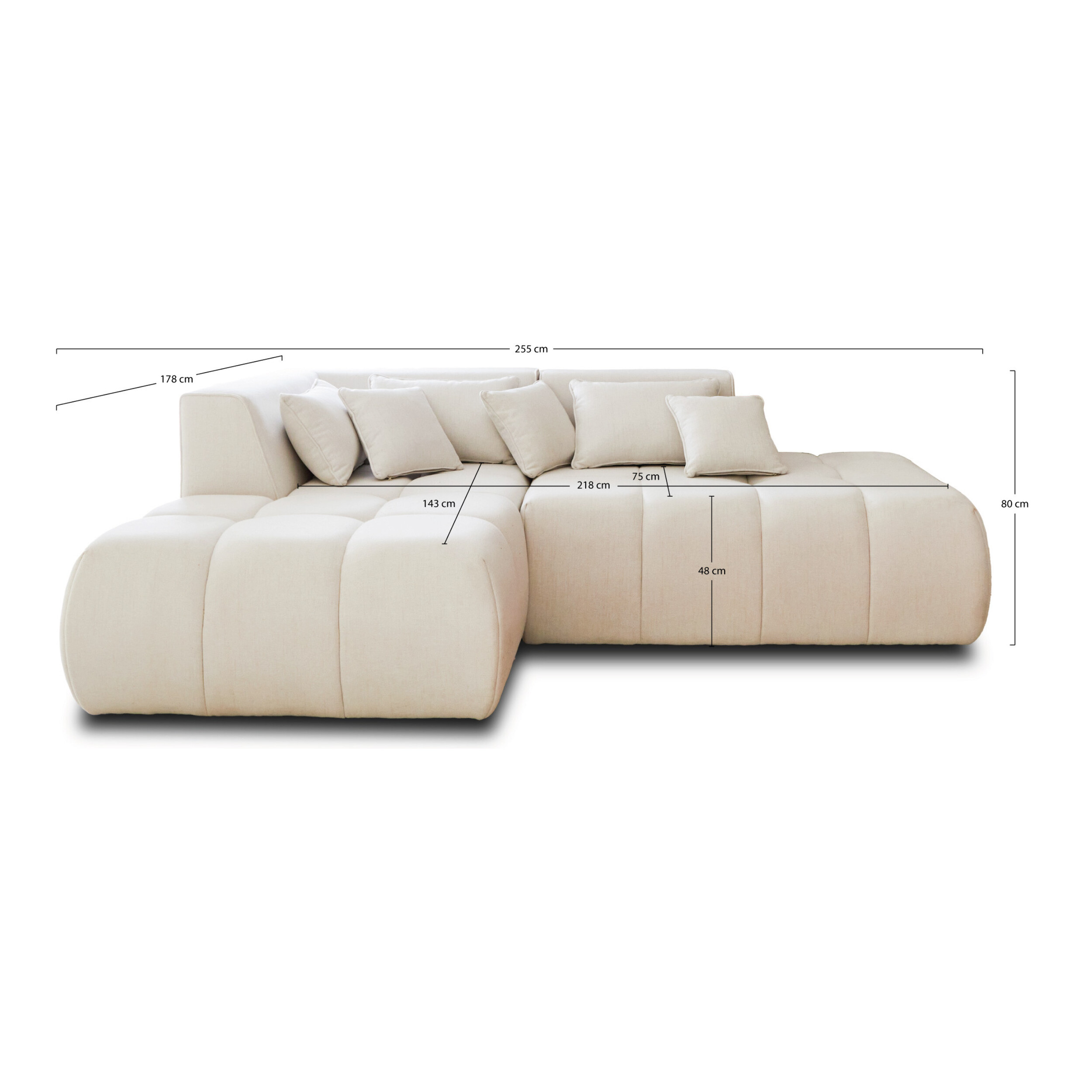 Caracas - canapé modulable d'angle gauche - 4 places - en tissu - Beige