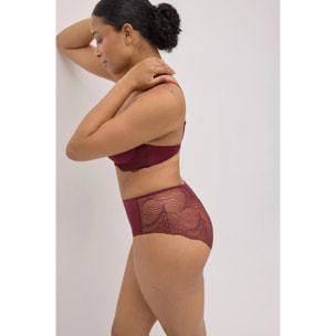 Mutandine a vita alta in pizzo granato