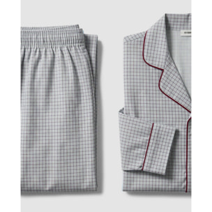 Pigiama lungo a camicia in cotone a quadri Orena bordeaux