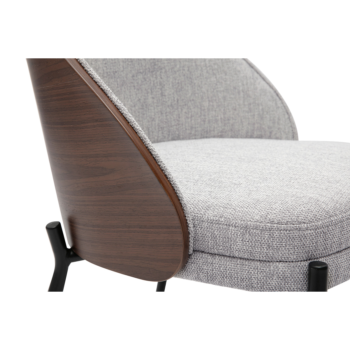 Chaises en tissu effet velours texturé gris, bois foncé et métal (lot de 2) TUCSON
