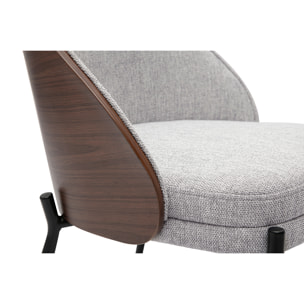 Chaises en tissu effet velours texturé gris, bois foncé et métal (lot de 2) TUCSON