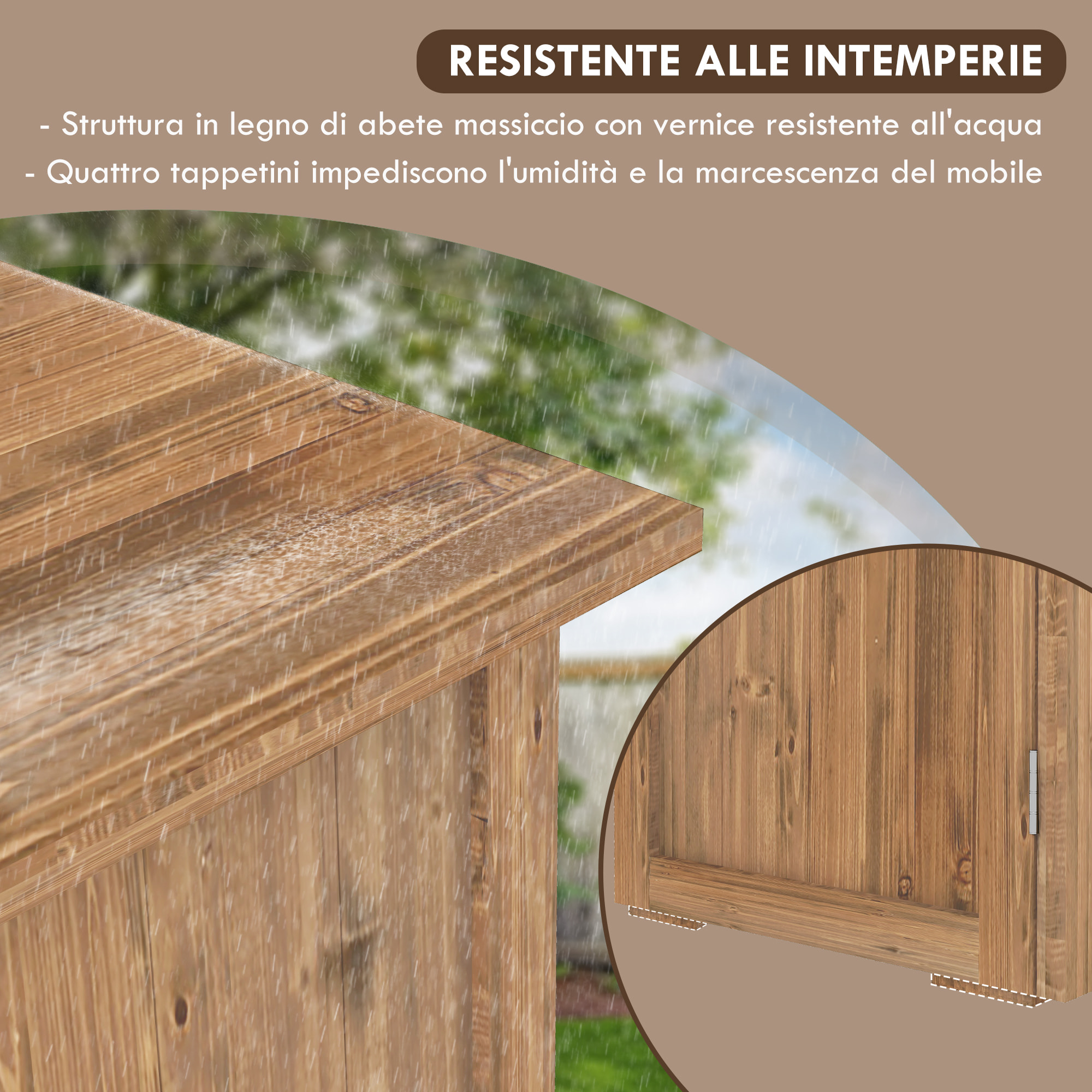 Outsunny Casetta da Giardino in Legno a 2 Ante con Maniglie in Stile Country, 77x55x72 cm, Marrone