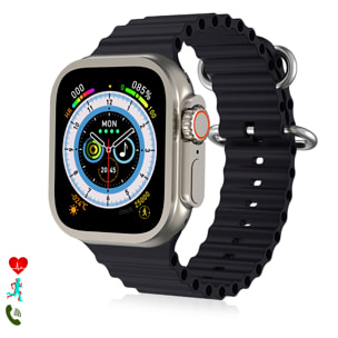 Smartwatch J68+ modos de deporte y sensores de salud, avisos de notificaciones y llamadas bluetooth. Corona multifunción.