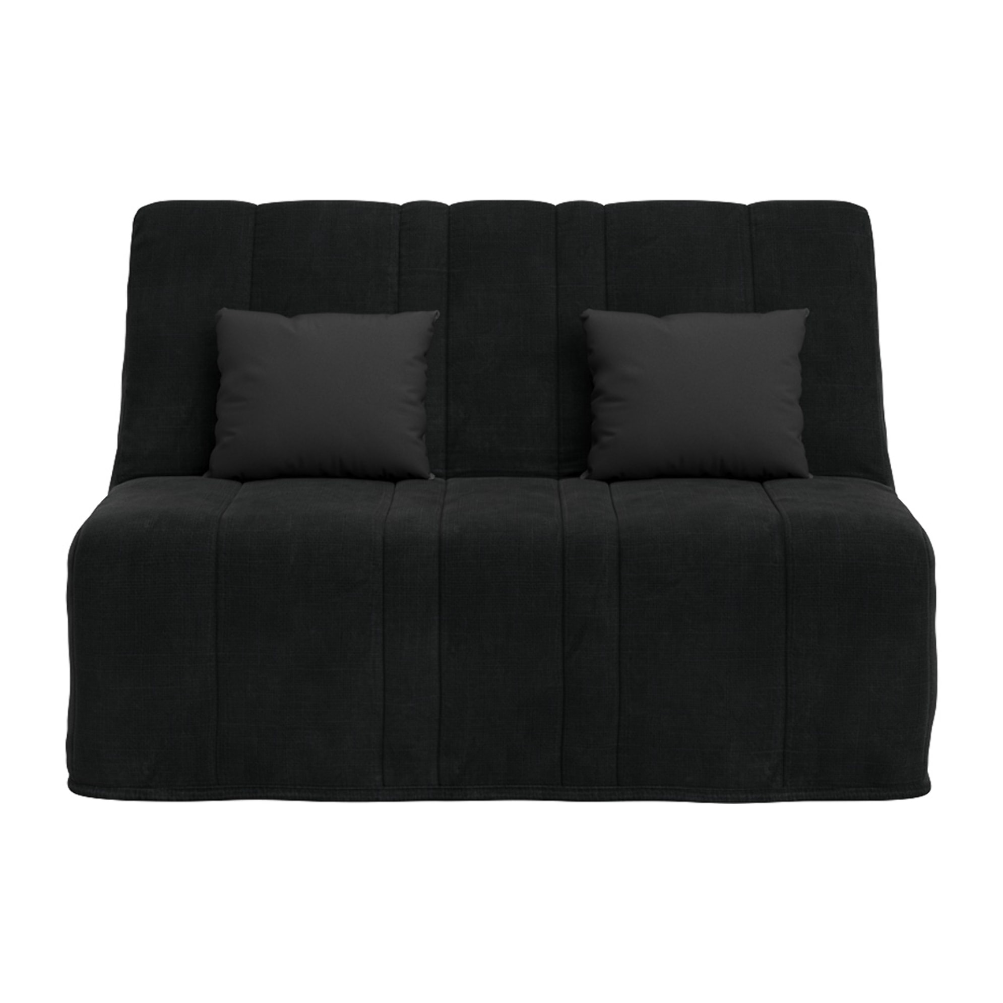Banquette convertible Nea, matelas Simmons, 140 x 190 cm, 2 coussins offerts, Coton noir