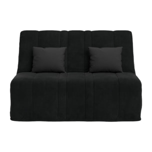 Banquette convertible Nea, matelas Simmons, 140 x 190 cm, 2 coussins offerts, Coton noir