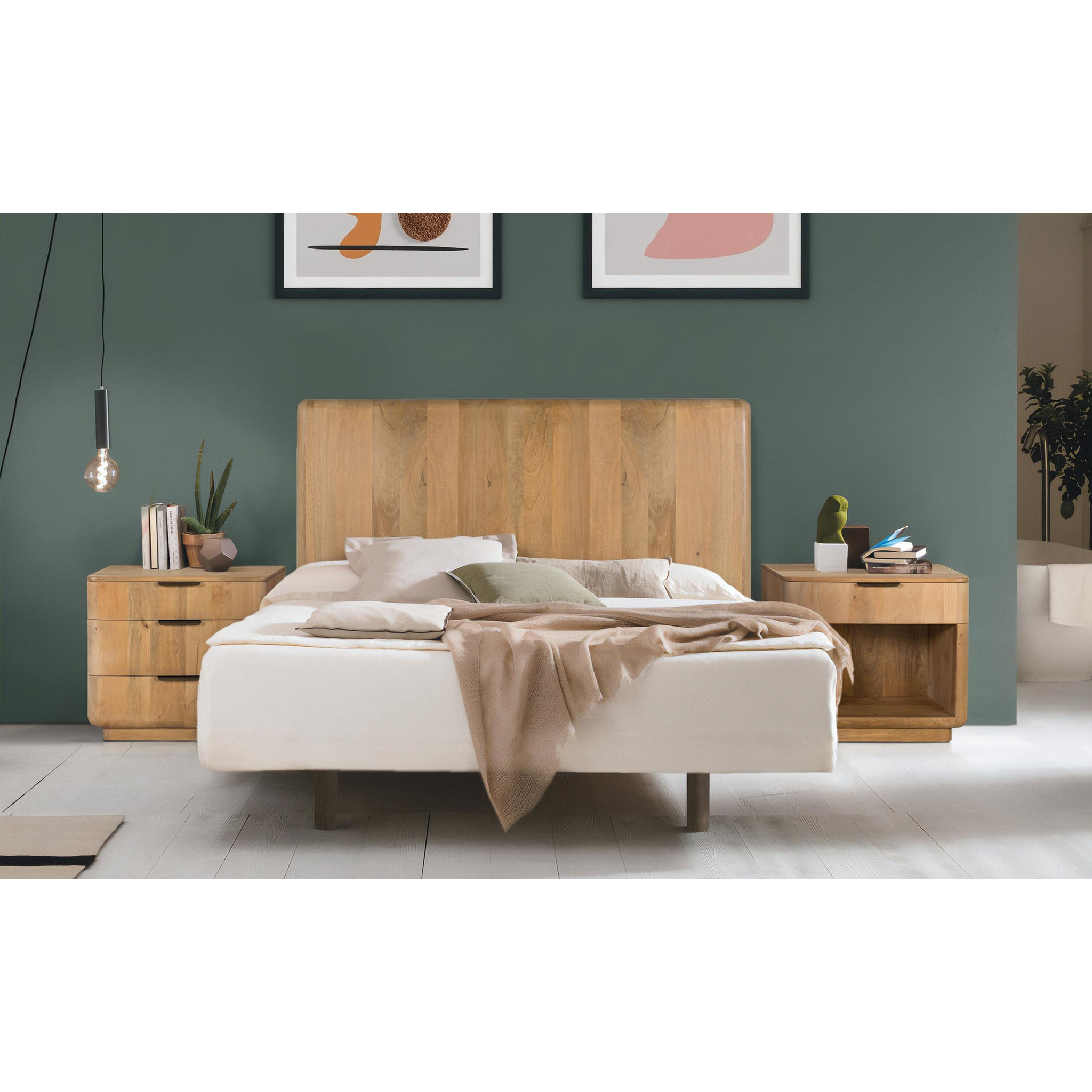 Cabecero de Madera Maciza de Mango 165 Cm Estilo Rústico Moderno