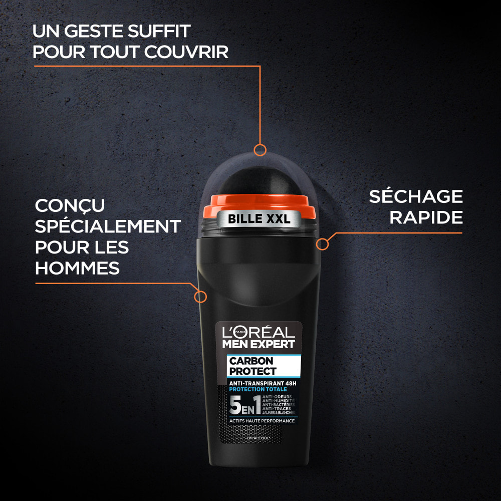 Lot de 6 - L'Oréal Men Expert Carbon Protect Déodorant Bille 5en1 50ml