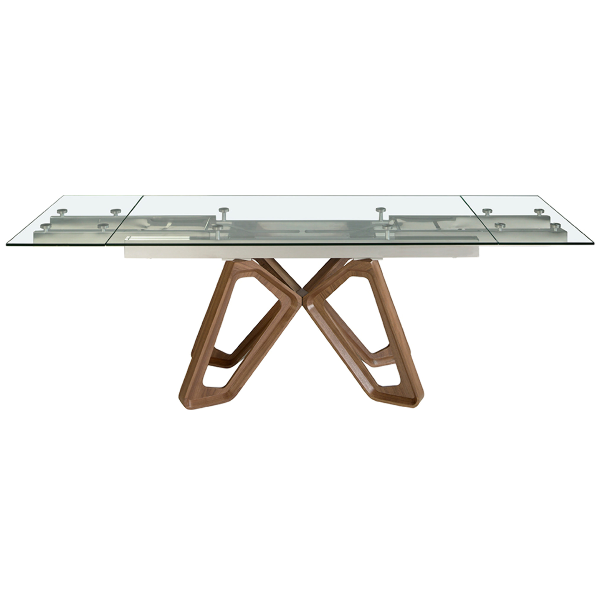 Mesa comedor extensible rectangular con tapa de cristal templado 160x90x76cm