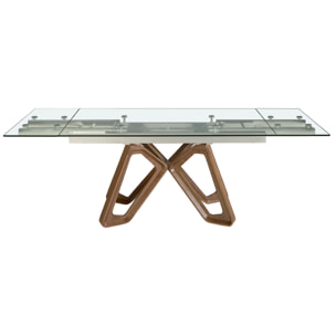 Mesa comedor extensible rectangular con tapa de cristal templado 160x90x76cm