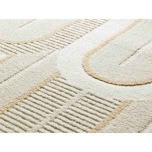 FLORA Alfombra geométrica con relieve en tonos beige, varias medidas disponibles