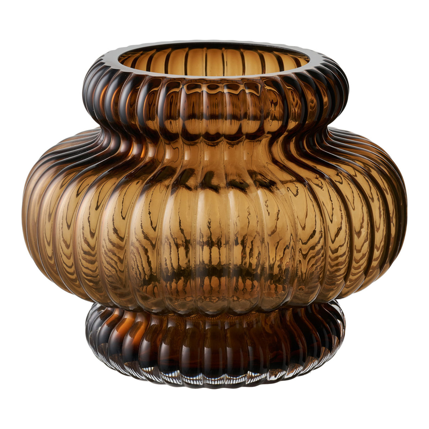 Vaso in vetro soffiato a bocca marrone fumé ø20x16 cm