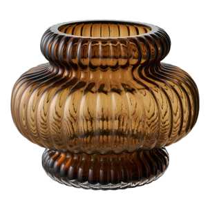 Vaso in vetro soffiato a bocca marrone fumé ø20x16 cm