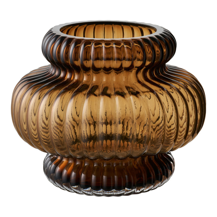 Vaso in vetro soffiato a bocca marrone fumé ø20x16 cm