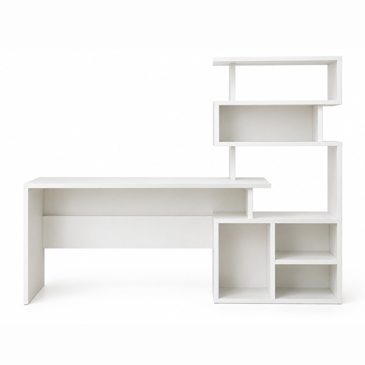 Bureau 190 cm avec étagères de rangement blanc ROPA