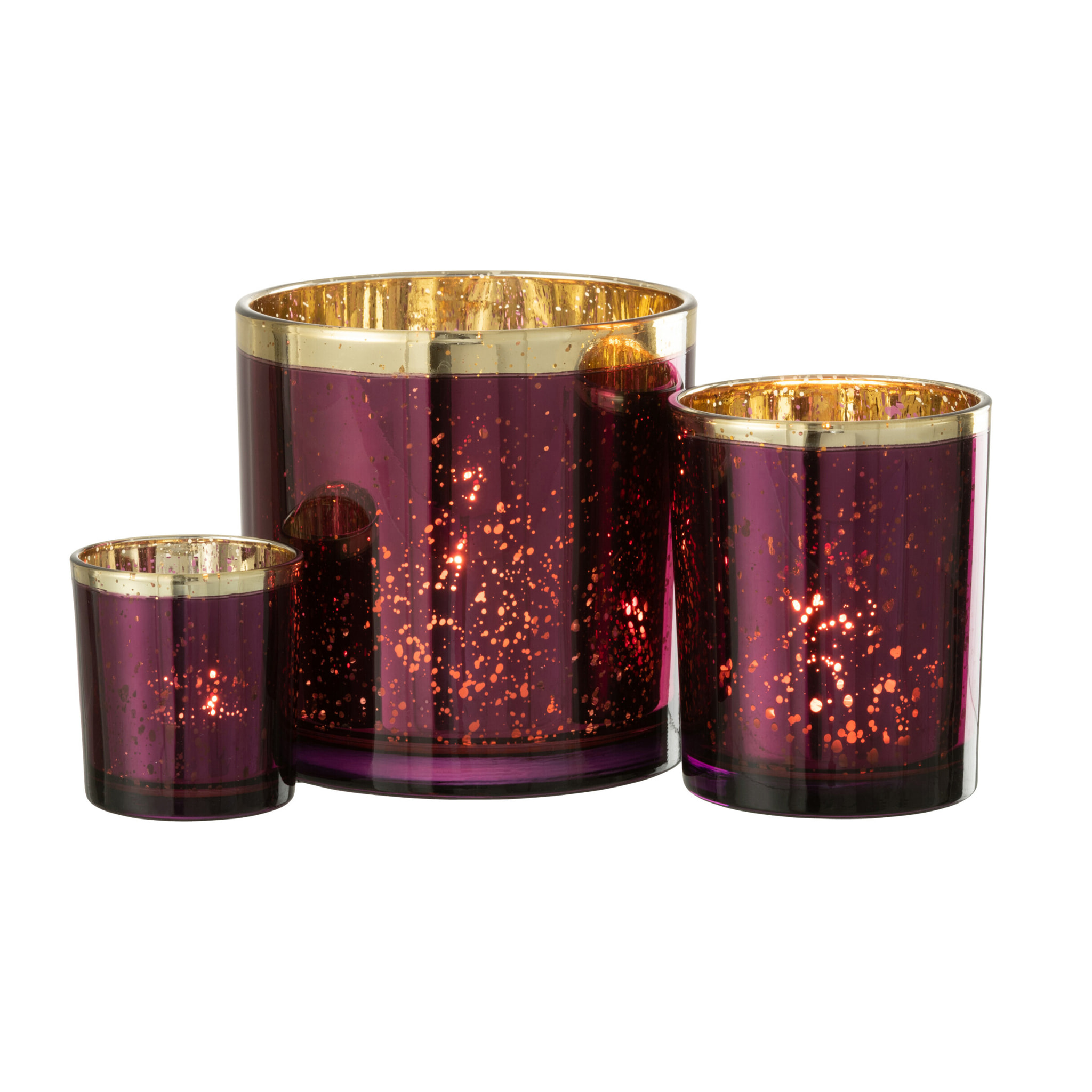 J-Line photophore Bord Dore - verre - bordeaux - large