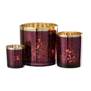 J-Line photophore Bord Dore - verre - bordeaux - large