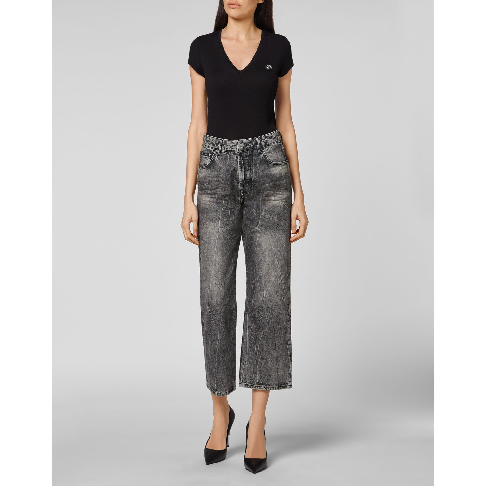 PHILIPP PLEIN Pantaloni in denim vestibilità loose ICONIC PLEIN