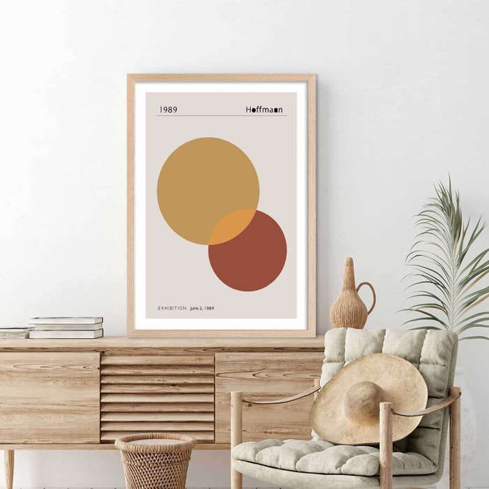 Poster Exposition Hoffman 1989 Affiche + cadre en bois - Chêne