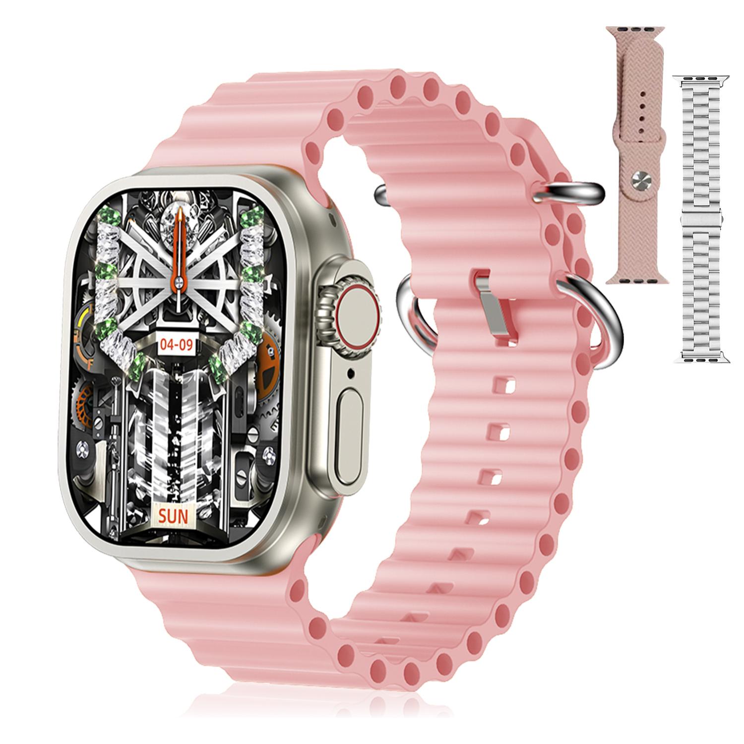 DAM Smartwatch Z87 Ultra triple pulsera. Funciones outdoor, llamadas BT, notificaciones push. Decenas de modos deportivos. 4,4x1,3x4,9 Cm. Color: Rosa