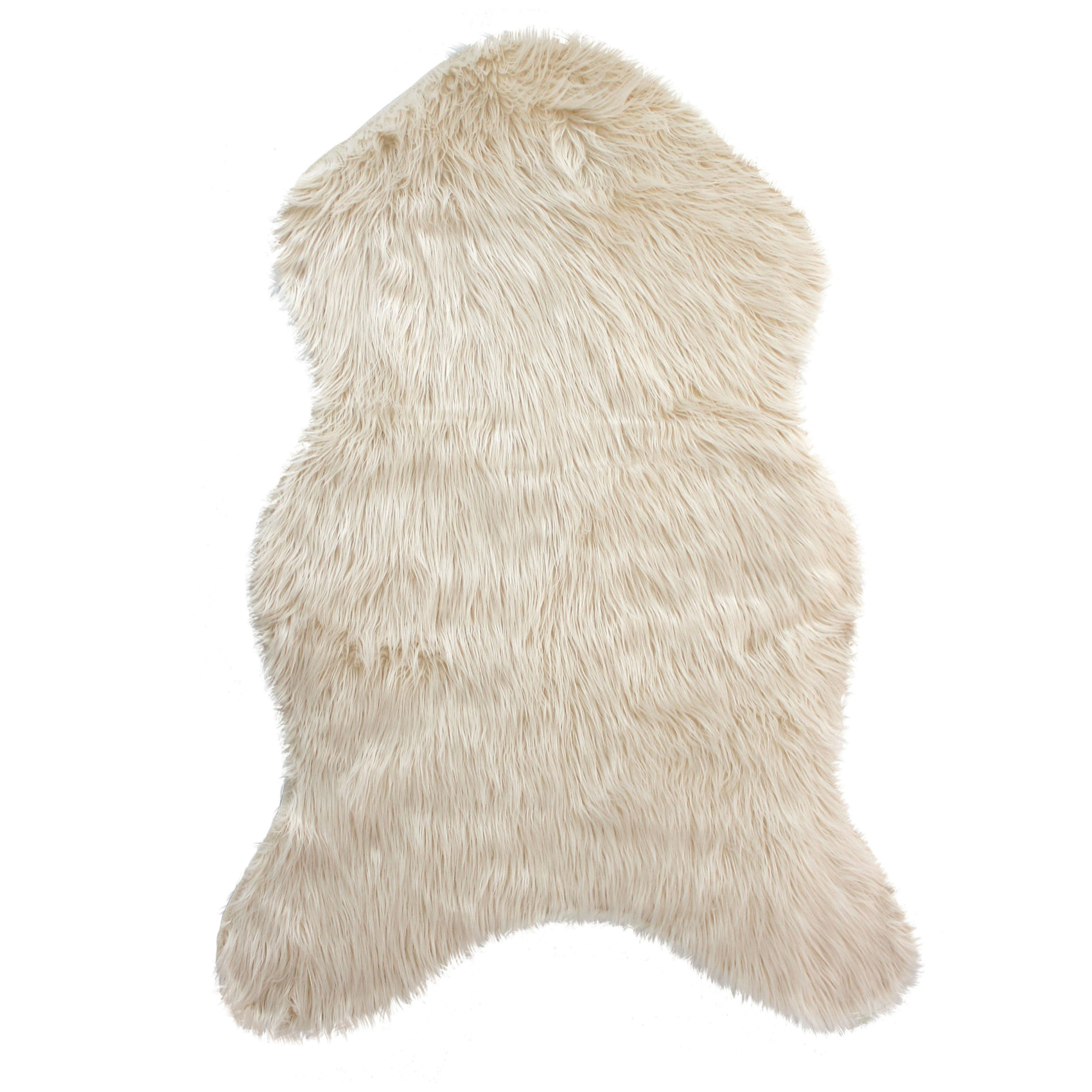 Tapis imitation peau de bête long poils et suédine - Ecru