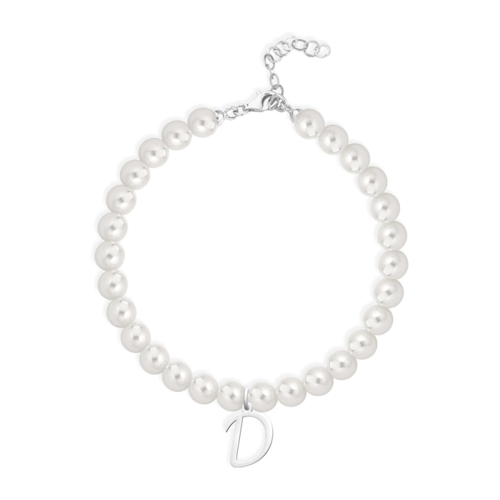 Bracciale Fujiko con Pendente Lettera D Perle Argento