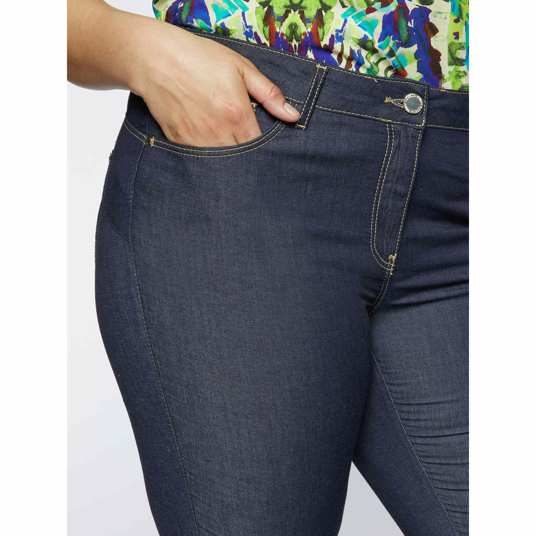 Fiorella Rubino - Jeans Capri con impunture a contrasto - Blu
