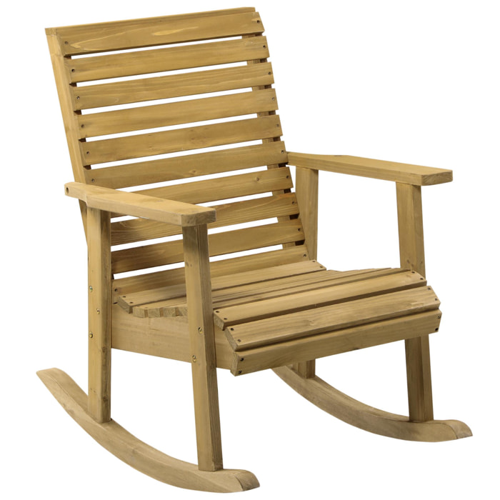 Fauteuil de jardin à bascule rocking chair style néo-rétro bois sapin autoclave