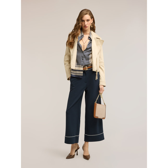 Motivi - Pantaloni cropped con profili in contrasto - Blu