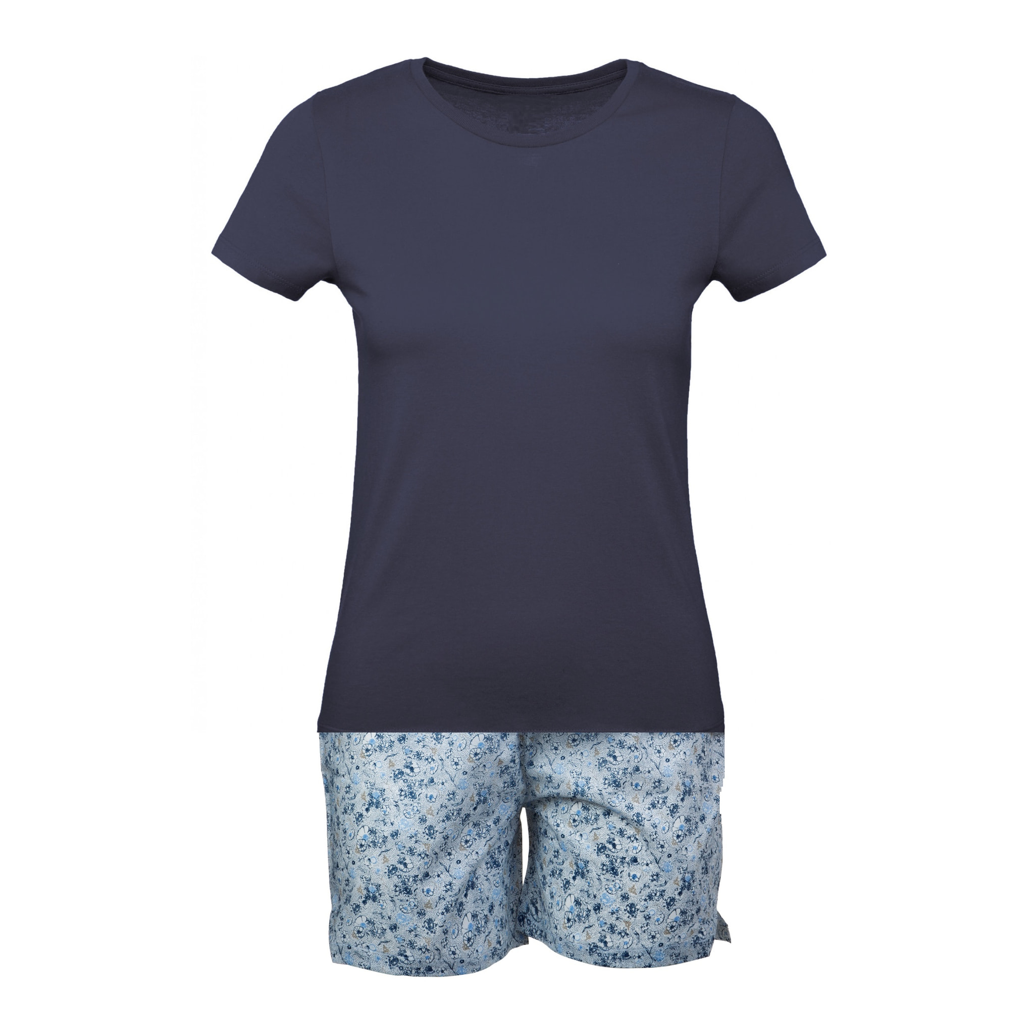 Pigiama leggero DONNA cotone fiori blu