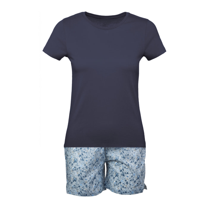 Pigiama leggero DONNA cotone fiori blu
