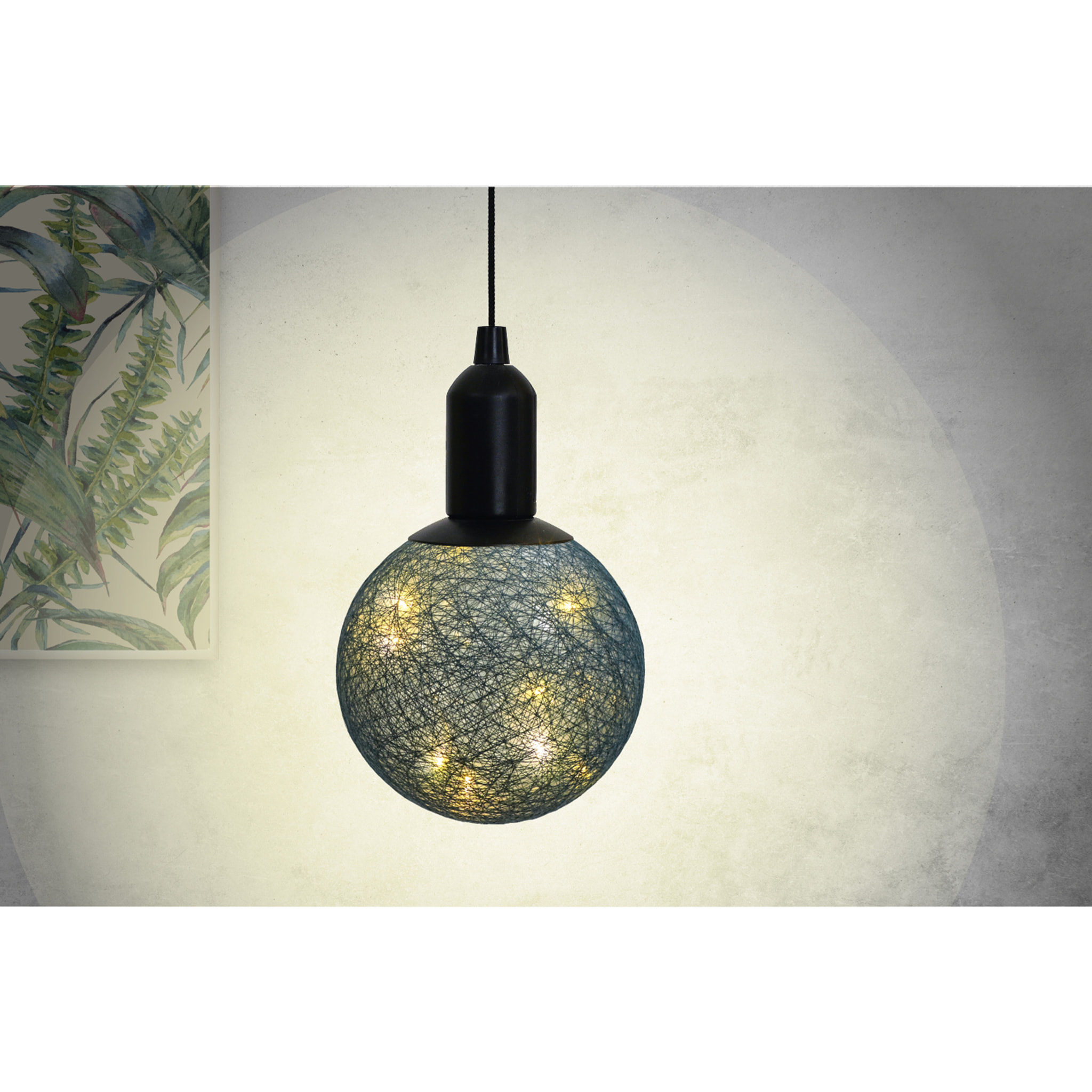 Lampe Suspendue - HOME DECO FACTORY - Boule Lumineuse - Bleu
