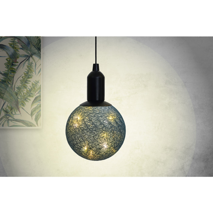 Lampe Suspendue - HOME DECO FACTORY - Boule Lumineuse - Bleu
