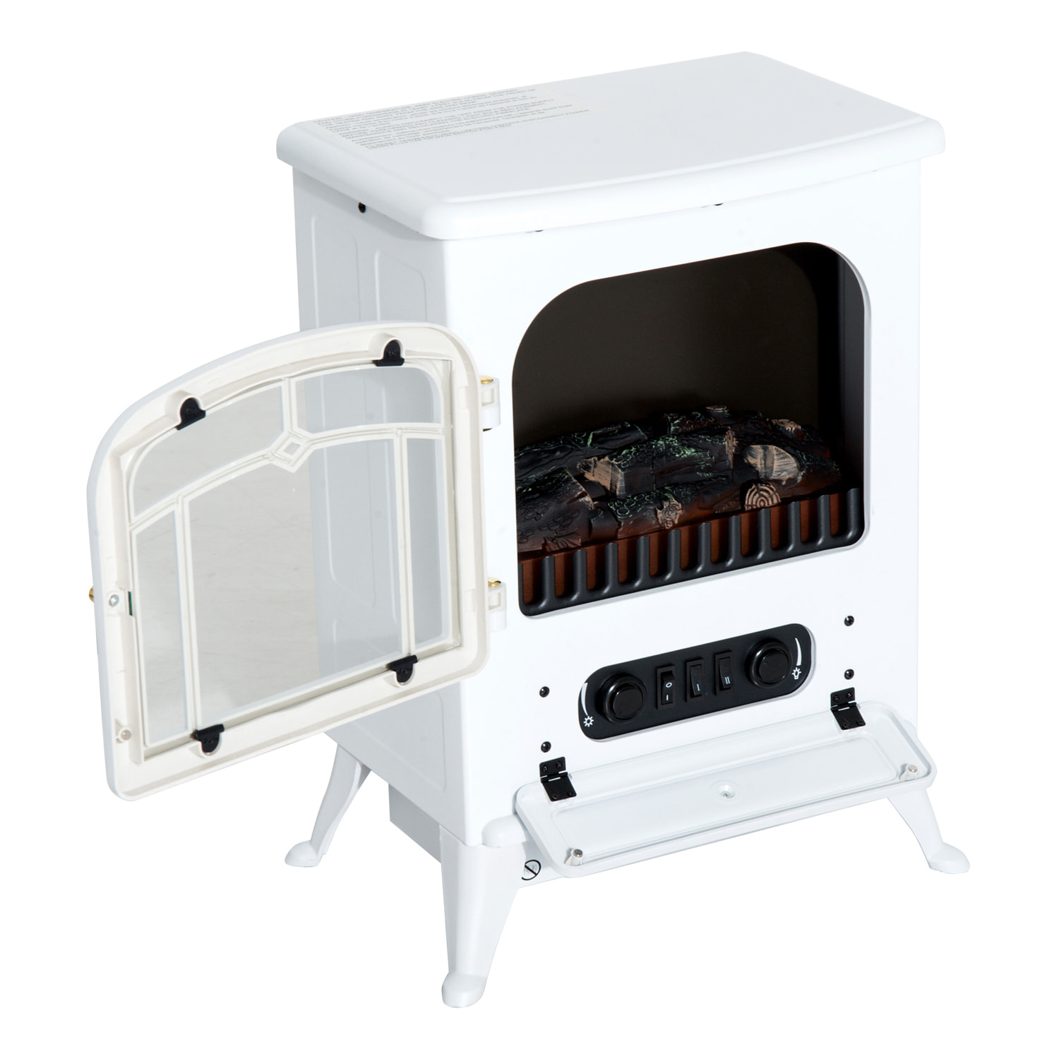 Cheminée électrique poêle style rétro thermostat 950-1850 W blanc