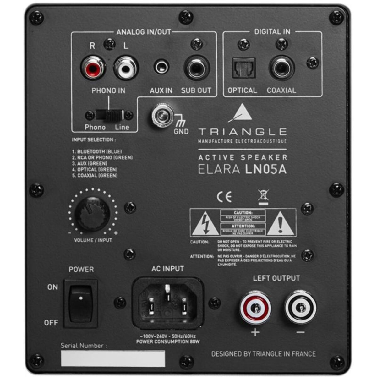 Enceinte colonne active TRIANGLE ELARA LN05A Chene Clair x2