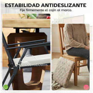 Juego de Cojines para Sillas de Comedor, 46x42x7 cm, 6 Piezas, Cojines para Sillas de Jardín con Funda Lavable y Lazos, Impermeable y Anti-UV, Crema