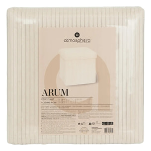 Pouf pliant Arum ivoire 38x38cm