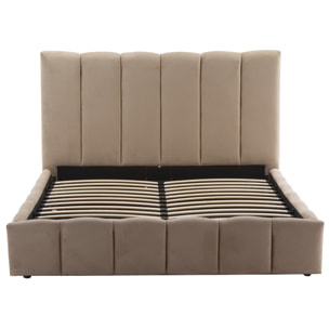 Mermaid - lit coffre - 160x200 cm - en velours - sommier inclus - Taupe