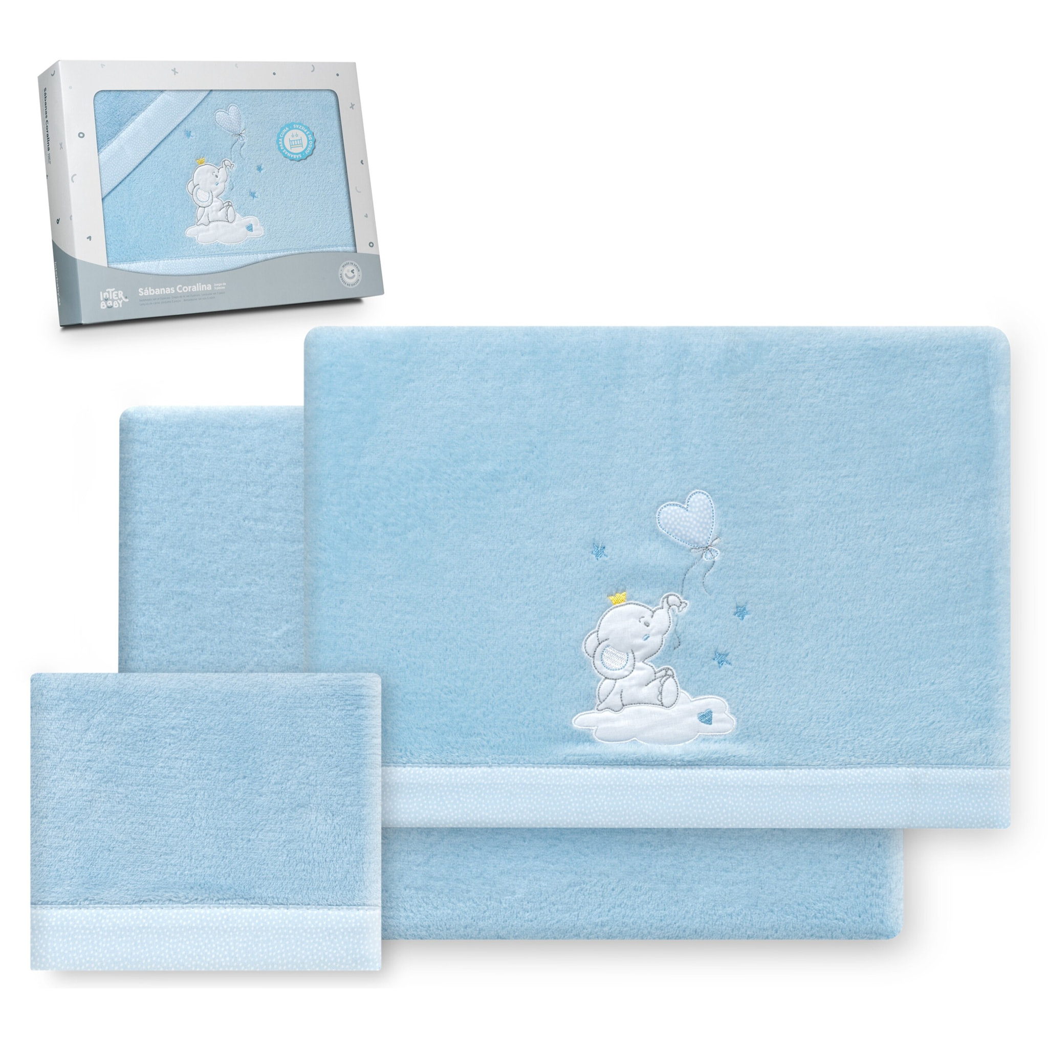 Juego de Sábanas de Coche Coralina Elefante Globo Corazón