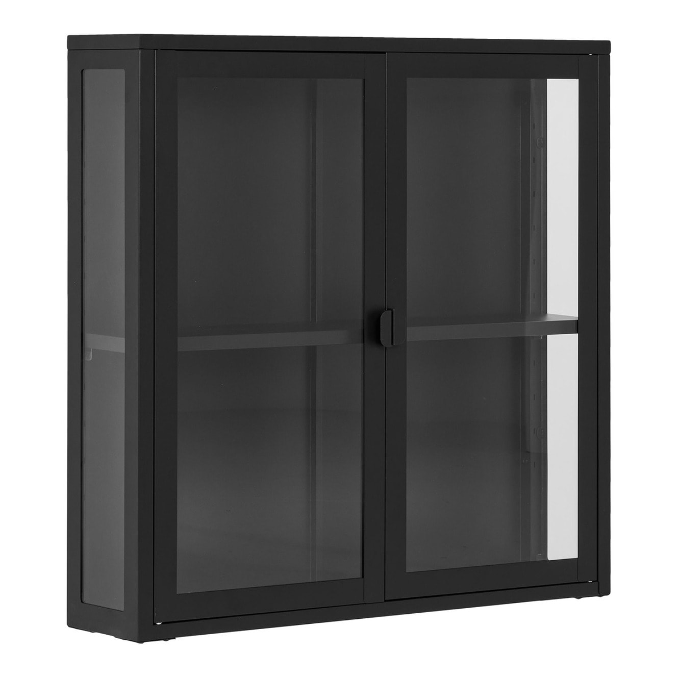 Vetrina Brisbane a muro con 2 ante in vetro, acciaio nero 80×18×80 cm
