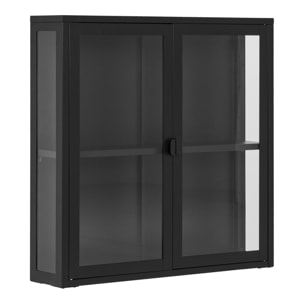 Vetrina Brisbane a muro con 2 ante in vetro, acciaio nero 80×18×80 cm