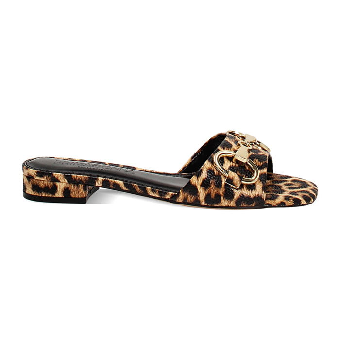 Ciabattine da donna leopardate con morsetto