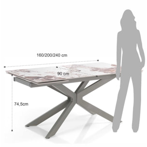 Tomasucci Table extensible MELVIN EVO 160 ONICE MARBLE - PLATINE