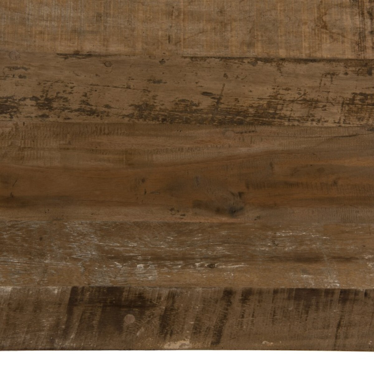 SIXTINE - Table basse rectangulaire marron avec tablettes Teck recyclé Acacia Mahogany recyclé et métal noir