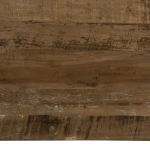 SIXTINE - Table basse rectangulaire marron avec tablettes Teck recyclé Acacia Mahogany recyclé et métal noir
