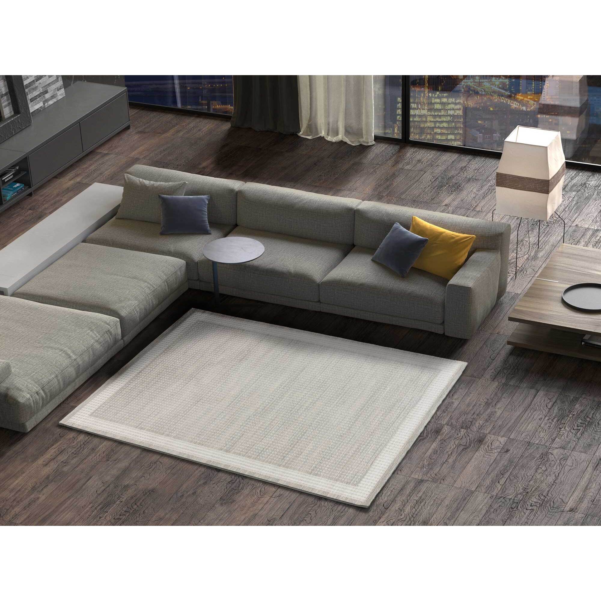 HL-BORDER Alfombra con texturas neutras de pelo corto en color crema, varias medidas disponibles