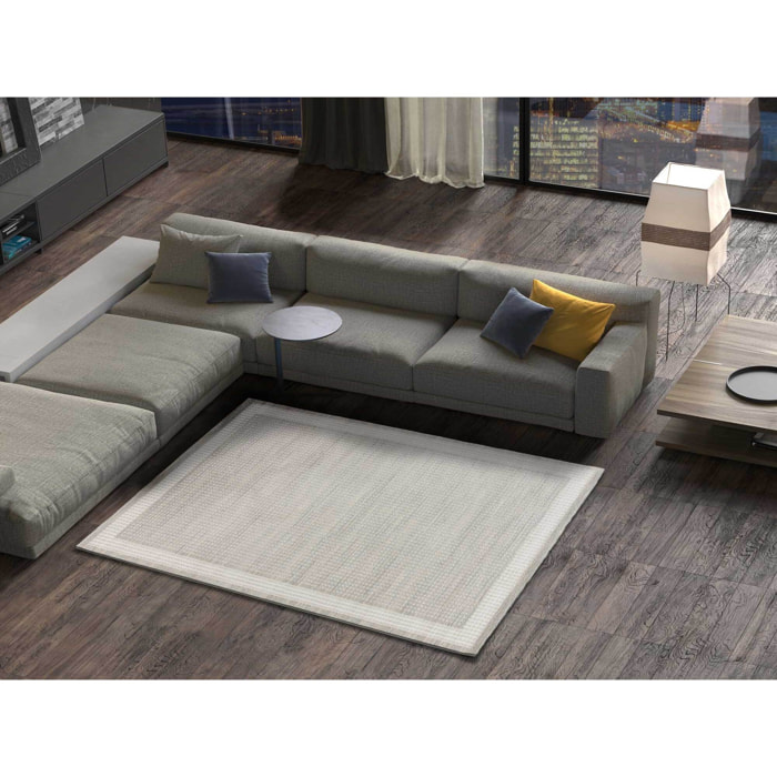 HL-BORDER Alfombra con texturas neutras de pelo corto en color crema, varias medidas disponibles