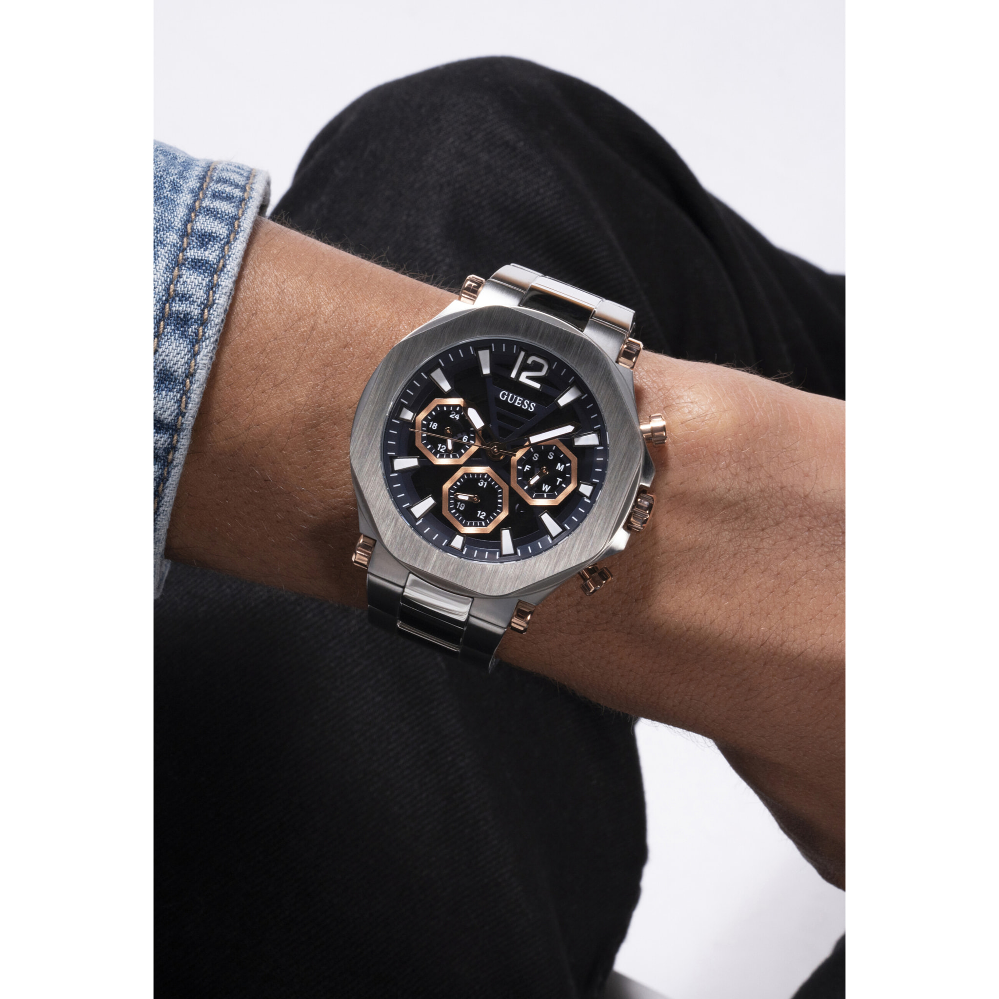 Guess Analogico Al Quarzo Guess Mens Black Multi-Function Watch