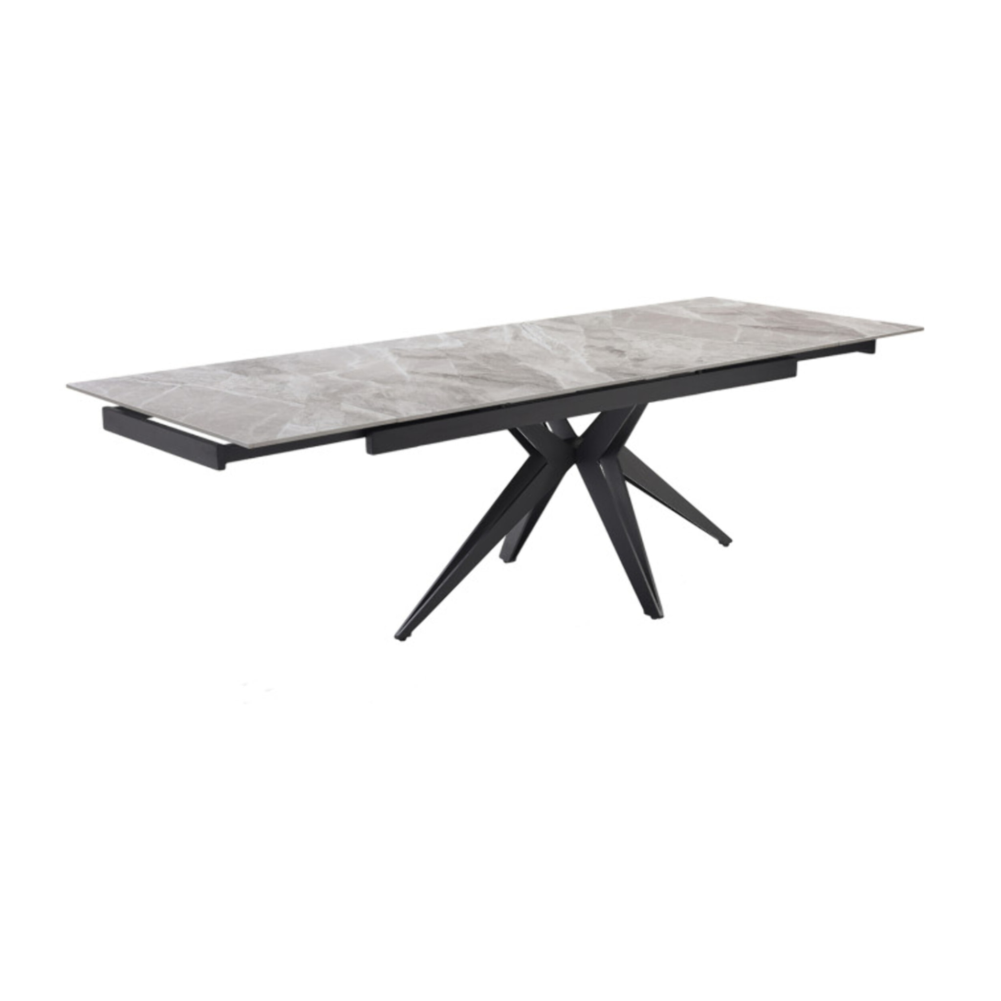 Table extensible céramique gris marbré 180/260 cm - 8 piètements - UNIK